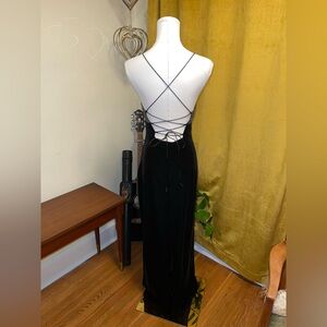 Lace up back maxi velvet dress perfect for NYE